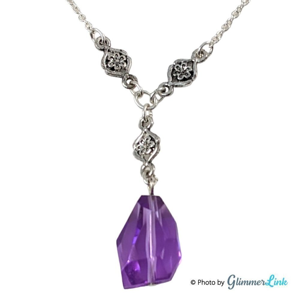 Avon 2013 Vintage Purple Faceted Y-Drop Necklace NIB